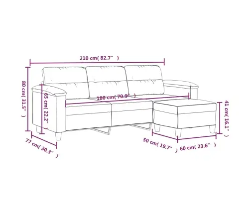 Trivietė Sofa Su Pakoja, Juoda, 180cm Mikropluošto Audinys
