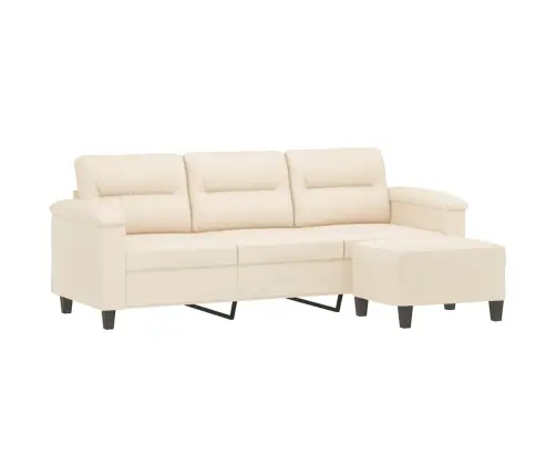 Trīsvietīgs Dīvāns, Kājsoliņš, 180Cm, Bēšs Mikrošķiedras Audums Vidaxl