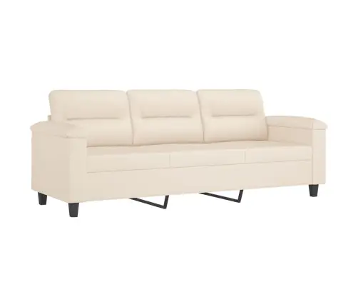 Trīsvietīgs Dīvāns, Kājsoliņš, 180Cm, Bēšs Mikrošķiedras Audums Vidaxl