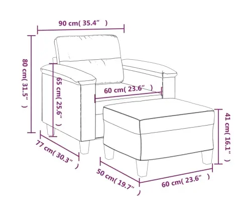 Atpūtas Krēsls Ar Kājsoliņu, 60 Cm, Melna Mākslīgā Āda Vidaxl