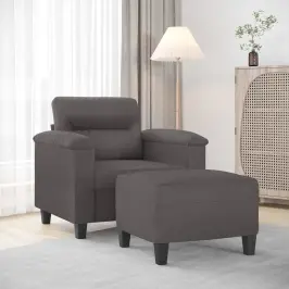 Atpūtas Krēsls Ar Kājsoliņu, 60 Cm, Pelēka Mākslīgā Āda Vidaxl