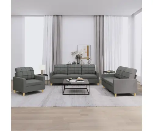 Trīsdaļīgs Dīvānu Komplekts Ar Spilveniem, Tumši Pelēks Audums Vidaxl