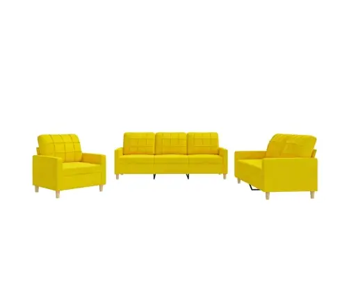 Sofos Komplektas Su Pagalvėlėmis, 3 Dalių, Geltonas, Audinys