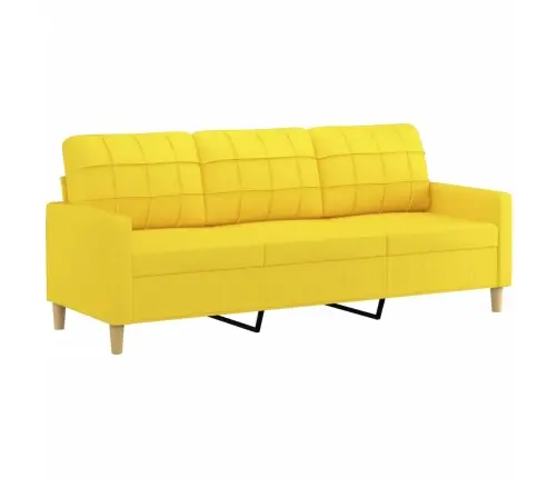 Sofos Komplektas Su Pagalvėlėmis, 3 Dalių, Geltonas, Audinys