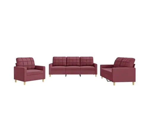 Trīsdaļīgs Dīvānu Komplekts Ar Spilveniem, Vīnsarkans Audums Vidaxl
