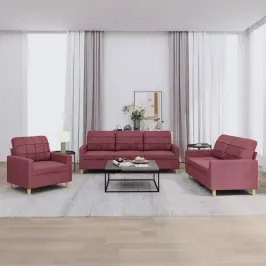 Trīsdaļīgs Dīvānu Komplekts Ar Spilveniem, Vīnsarkans Audums Vidaxl Trīsdaļīgs Dīvānu Komplekts Ar Spilveniem, Vīnsarkans Audums Vidaxl