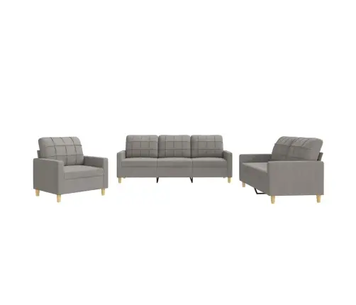 3-Osaline Diivanikomplekt Patjadega, Hallikaspruun, Kangas