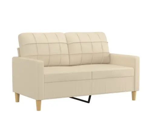 Četrdaļīgs Dīvānu Komplekts Ar Spilveniem, Krēmkrāsas Audums Vidaxl