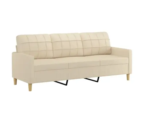 Četrdaļīgs Dīvānu Komplekts Ar Spilveniem, Krēmkrāsas Audums Vidaxl