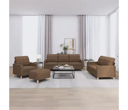 Četrdaļīgs Dīvānu Komplekts Ar Spilveniem, Brūns Audums Vidaxl