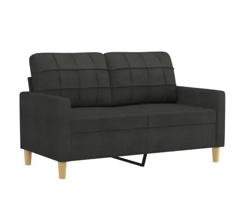 Četrdaļīgs Dīvānu Komplekts Ar Spilveniem, Melns Audums Vidaxl