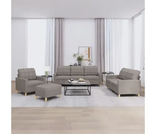 Četrdaļīgs Dīvānu Komplekts Ar Spilveniem, Pelēkbrūns Audums Vidaxl