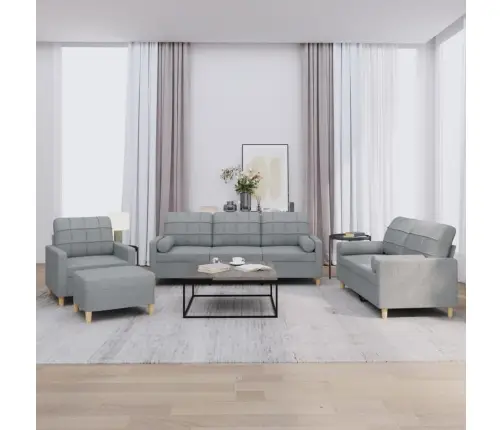 4-Osaline Diivanikomplekt Patjadega, Helehall, Kangas