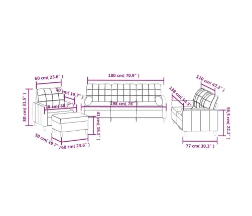 Četrdaļīgs Dīvānu Komplekts Ar Spilveniem, Tumši Pelēks Audums Vidaxl