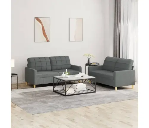 Divdaļīgs Dīvānu Komplekts Ar Spilveniem, Tumši Pelēks Audums Vidaxl