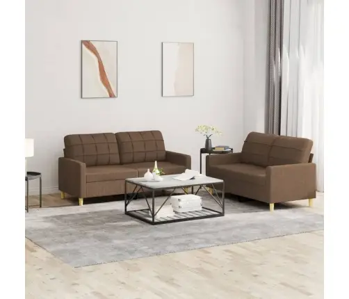 Divdaļīgs Dīvānu Komplekts Ar Spilveniem, Brūns Audums Vidaxl