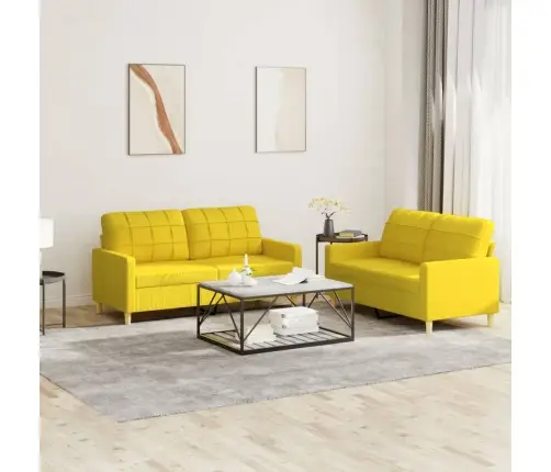 Divdaļīgs Dīvānu Komplekts Ar Spilveniem, Dzeltens Audums Vidaxl