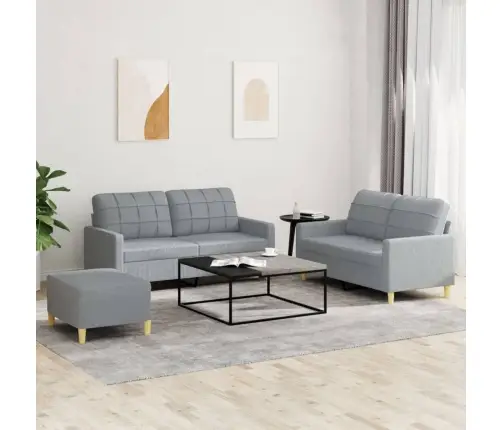 3-Osaline Diivanikomplekt Patjadega, Helehall, Kangas