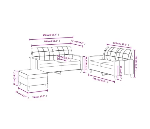 Sofos Komplektas Su Pagalvėlėmis, 3 Dalių, Vyno, Audinys