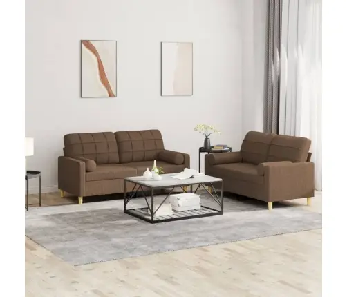 Divdaļīgs Dīvānu Komplekts Ar Spilveniem, Brūns Audums Vidaxl