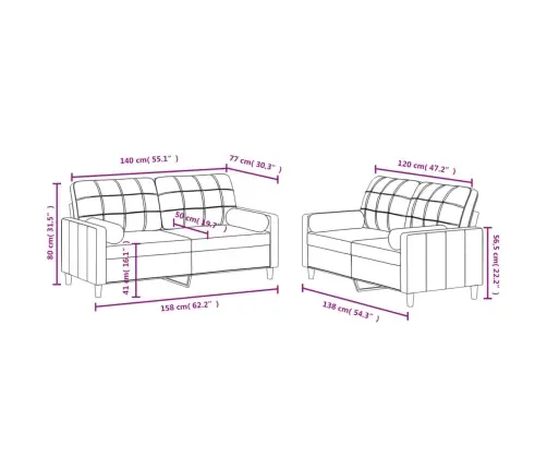 2-Osaline Diivanikomplekt Patjadega, Must, Kangas