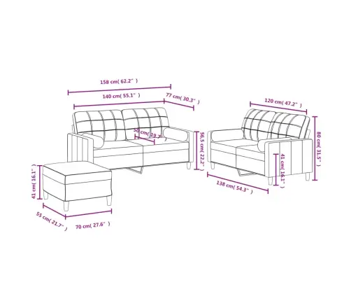 Trīsdaļīgs Dīvānu Komplekts Ar Spilveniem, Pelēkbrūns Audums Vidaxl