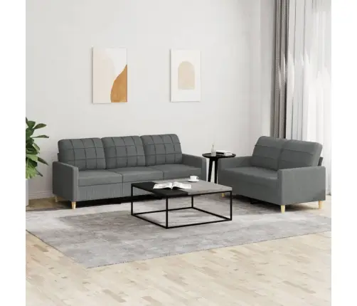 2-Osaline Diivanikomplekt Patjadega, Tumehall, Kangas