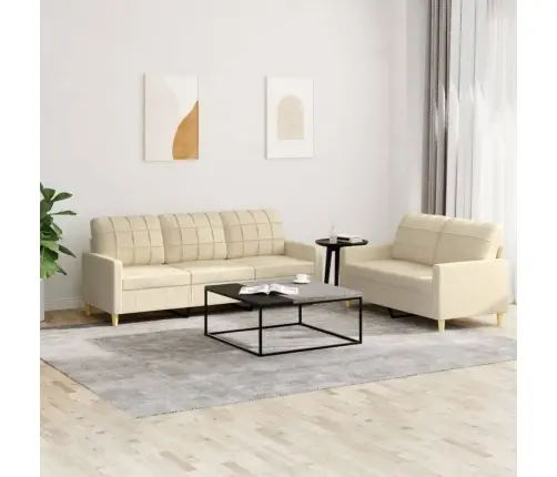 2-Osaline Diivanikomplekt Patjadega, Kreemjas, Kangas