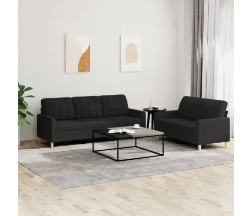 2-Osaline Diivanikomplekt Patjadega, Must, Kangas