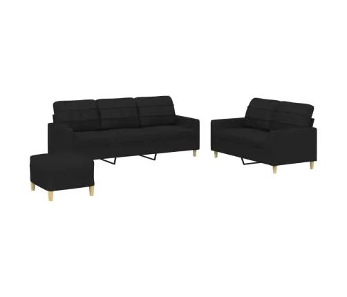 Trīsdaļīgs Dīvānu Komplekts Ar Spilveniem, Melns Audums Vidaxl