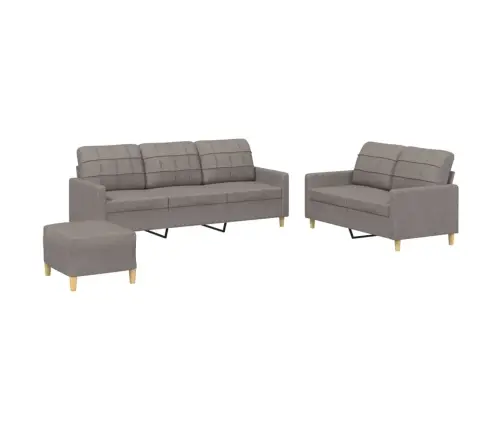 Trīsdaļīgs Dīvānu Komplekts Ar Spilveniem, Pelēkbrūns Audums Vidaxl