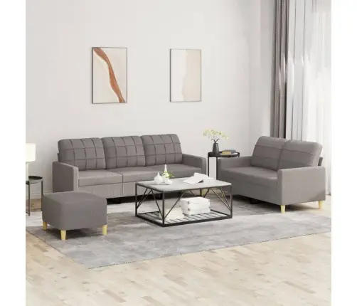 Trīsdaļīgs Dīvānu Komplekts Ar Spilveniem, Pelēkbrūns Audums Vidaxl