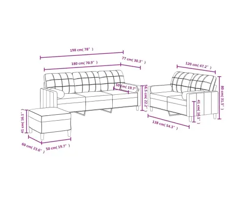 Trīsdaļīgs Dīvānu Komplekts Ar Spilveniem, Gaiši Pelēks Audums Vidaxl