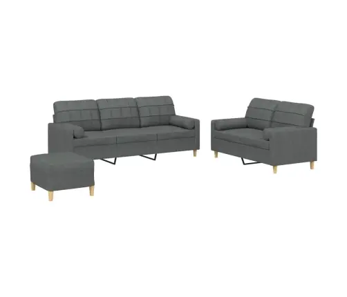 Trīsvietīgs Dīvānu Komplekts Ar Spilveniem, Tumši Pelēks Audums Vidaxl