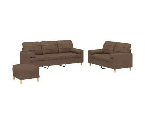 3-Osaline Diivanikomplekt Patjadega, Pruun, Kangas