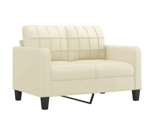 Sofos Komplektas Su Pagalvėmis, 3 Dalių, Kreminis, Dirbtinė Oda