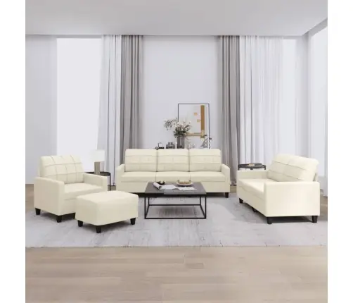 Četrdaļīgs Dīvānu Komplekts, Spilveni, Krēmkrāsas Mākslīgā Āda Vidaxl