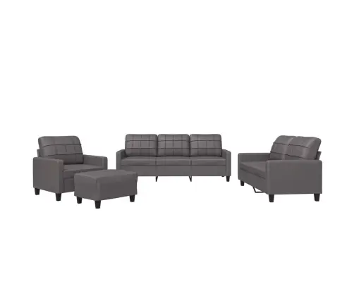 Četrdaļīgs Dīvānu Komplekts Ar Spilveniem, Pelēka Mākslīgā Āda Vidaxl