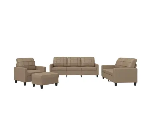 Sofos Komplektas Su Pagalvėmis, 4 Dalių, Kapučino, Dirbtinė Oda