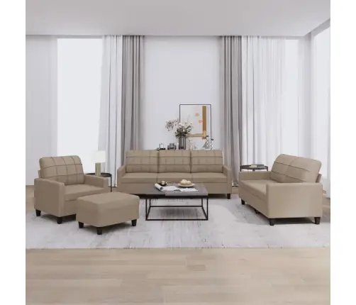 Sofos Komplektas Su Pagalvėmis, 4 Dalių, Kapučino, Dirbtinė Oda