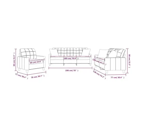 3-Osaline Diivanikomplekt Patjadega, Veinipunane, Kunstnahk