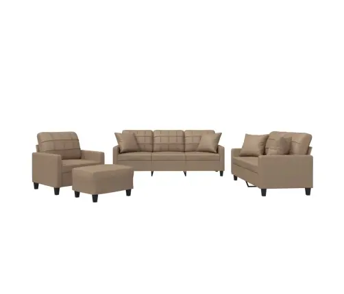 Sofos Komplektas Su Pagalvėmis, 4 Dalių, Kapučino, Dirbtinė Oda