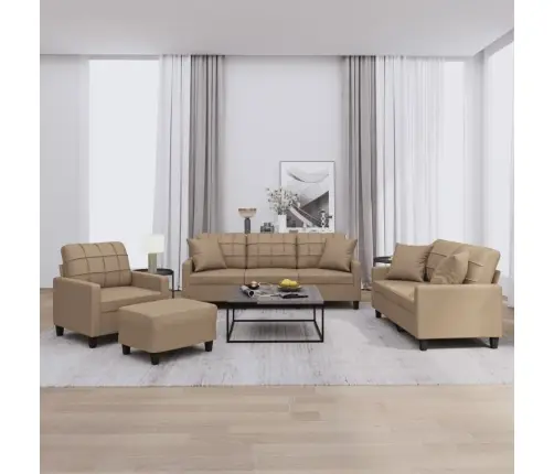 Sofos Komplektas Su Pagalvėmis, 4 Dalių, Kapučino, Dirbtinė Oda