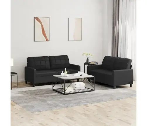 Divdaļīgs Dīvānu Komplekts Ar Spilveniem, Melna Mākslīgā Āda Vidaxl