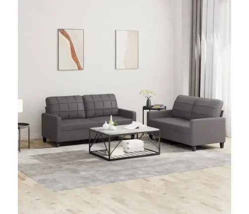 2-Osaline Diivanikomplekt Patjadega, Hall, Kunstnahk