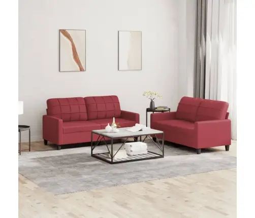 Divdaļīgs Dīvānu Komplekts Ar Spilveniem, Sarkana Mākslīgā Āda Vidaxl