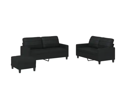 Trīsdaļīgs Dīvānu Komplekts Ar Spilveniem, Melna Mākslīgā Āda Vidaxl