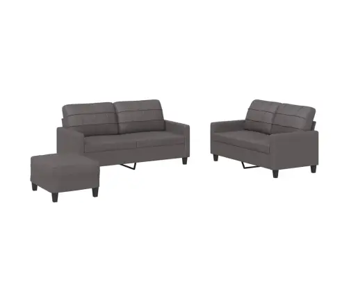 Trīsdaļīgs Dīvānu Komplekts Ar Spilveniem, Pelēka Mākslīgā Āda Vidaxl