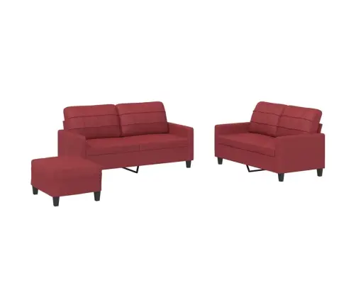 3-Osaline Diivanikomplekt Patjadega, Veinipunane, Kunstnahk