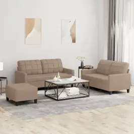 Trīsdaļīgs Dīvānu Komplekts, Kapučīno Krāsas Mākslīgā Āda Vidaxl